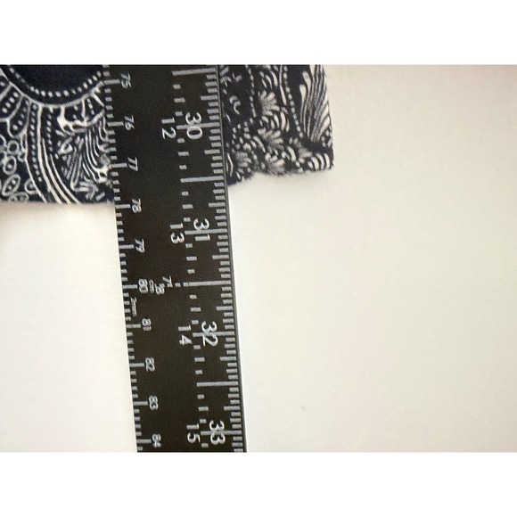 Harper Paisley Jumpsuit Navy White Wide Leg Strapless Halter Rayon - Picture 9 of 9